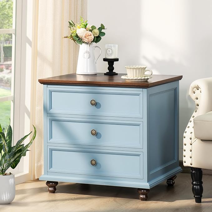 Joaxswe 24" Wide Farmhouse Night Stand, Large End Table - Image 5