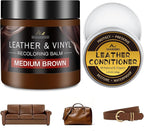 Leather Recoloring Balm with 100ml Mink Oil, Medium Brown Leather Repair Kit by SHABEIBEI