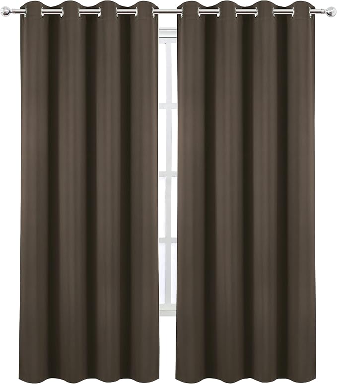 Blackout Curtains 66 x 95 inch/Chocolate Brown Curtains Set of 2 Panels/Thermal - Image 2