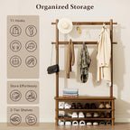 Hall Tree with Shoe Storage Bench, 3-in-1 Entryway Coat Rack with Bench - Image 4