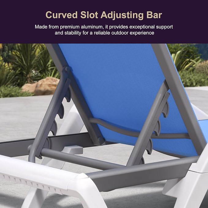 PURPLE LEAF Patio Chaise Lounge Chair Set of 3 Outside Aluminum Plastic - Image 8