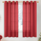 YoungsTex Red Linen Curtains 63 Inch Length by YoungsTex