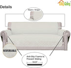 Easy-Going Reversible Couch Cover, 2 Cushion Sofa, Ivory/Ivory | Oversized - Image 3