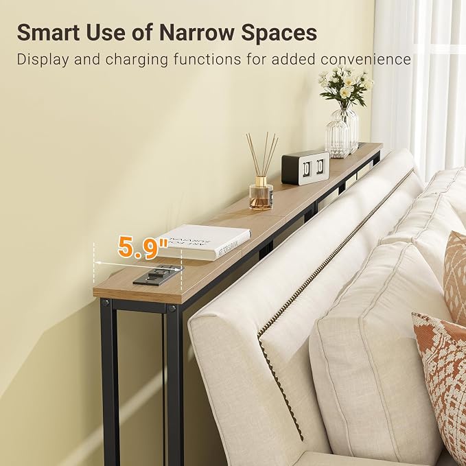 ELYKEN 5.9" Narrow Console Sofa Table - Image 5