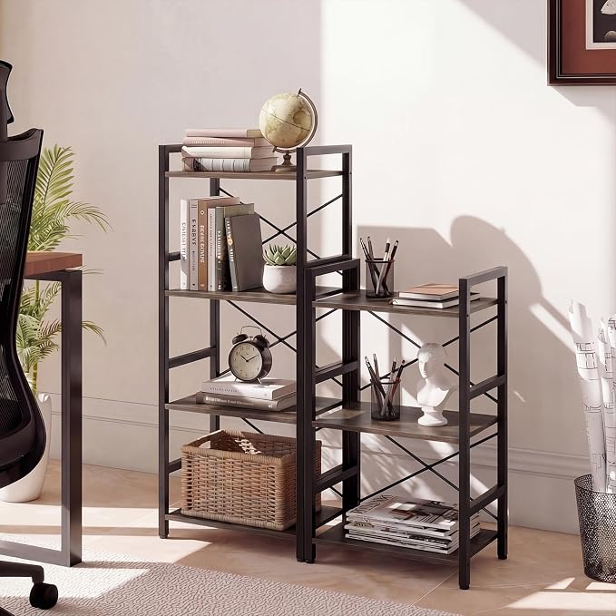 Tangkula 3-Tier Industrial Bookshelf, 16.5" Width Wooden Open Bookcase - Image 5