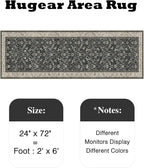 2x6 Black Beige Vintage Floral Washable Runner Rug - Image 2