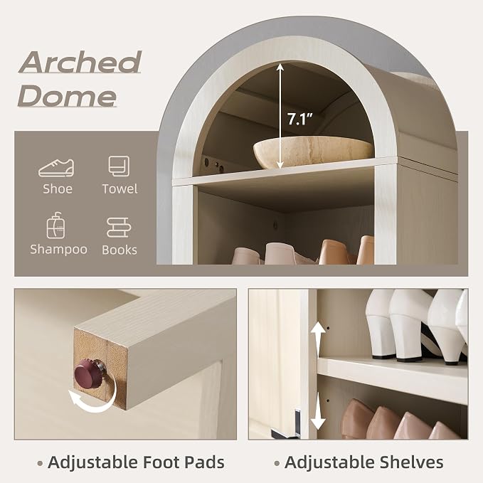 IFGET 71" Tall Arched Bookshelf, 8 Tiers Arch Bookcase - Image 3