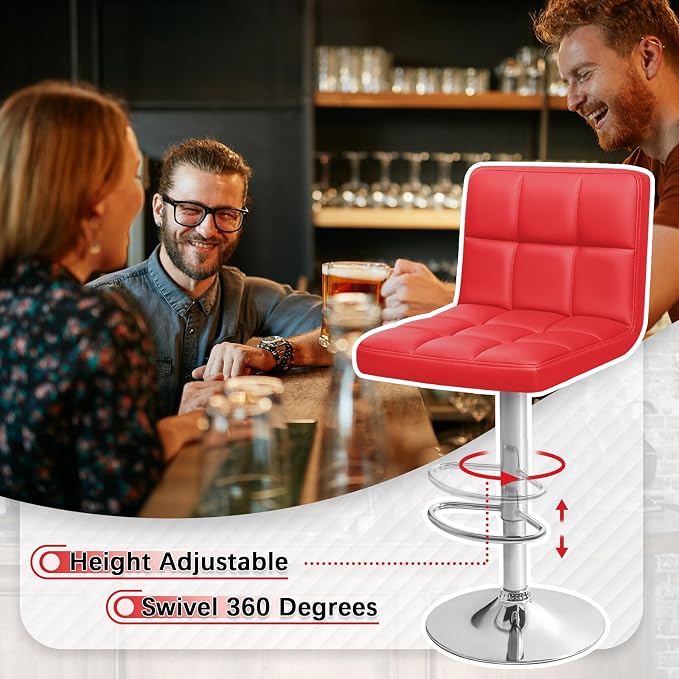 Homall Bar Stools Modern PU Leather Adjustable Swivel Barstools, Armless - Image 7