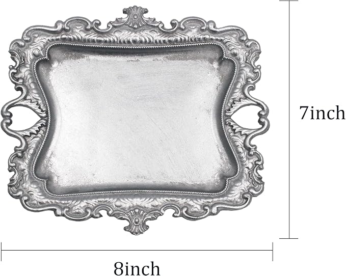Funly mee 8 x 7 inches Antique Trinket Dish Vintage Jewelry Tray, Ring Holder - Image 4
