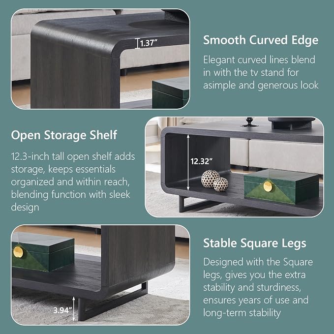 IFGET 48" Modern Coffee Table, 2-Tier Minimalist Center Table - Image 5