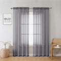 Charcoal Grey Sheer Curtains 78 Inches Long 2 Panels, Light Filtering Voile by Lecloud