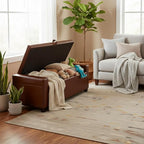 43.31'' Storage Ottoman Bench, Leather Upholstered Tufted Bedroom Bench - Image 8