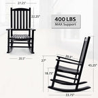 Hupmad Wooden Rocking Chair Outdoor Oversized Porch Rocker Chair, Patio Wooden - Image 3