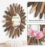 Emfogo Wall Mirror 21 inch Large Rustic Wood Boho Mirror Wall Decor Boho Room - Image 4