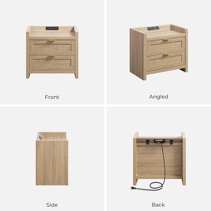 SICOTAS Rattan Nightstands Set of 2 Bedside Table - Image 8
