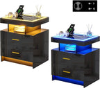HNEBC Auto LED Nightstand Set of 2, Smart Night Stand by HNEBC