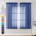 Royal Blue Sheer Curtains 63 Inches Long 2 Panels by OVZME