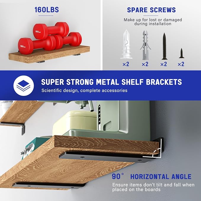 Goovilla Shelf Bracket, Heavy Duty Floating Shelf Brackets 10 inch Long - Image 2