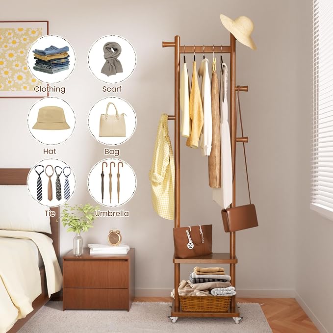 Solid Wood Coat Rack Freestanding Clothing Rack - Image 3