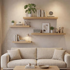 Oak Floating Shelves Set of 2，35.43in Wall Mounted Display Ledge Shelves - Image 7