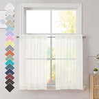 Ivory Sheer Curtains 36 Inch Length Kitchen Tiers by OVZME