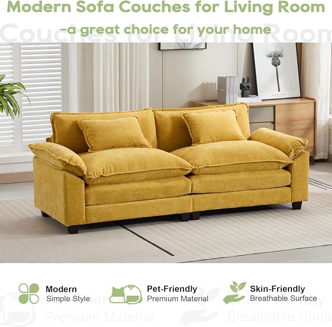 Oprisen 86" Modular Sectional Sofa, Comfy Cloud Couch Sectional Sofa, Chenille - Image 7