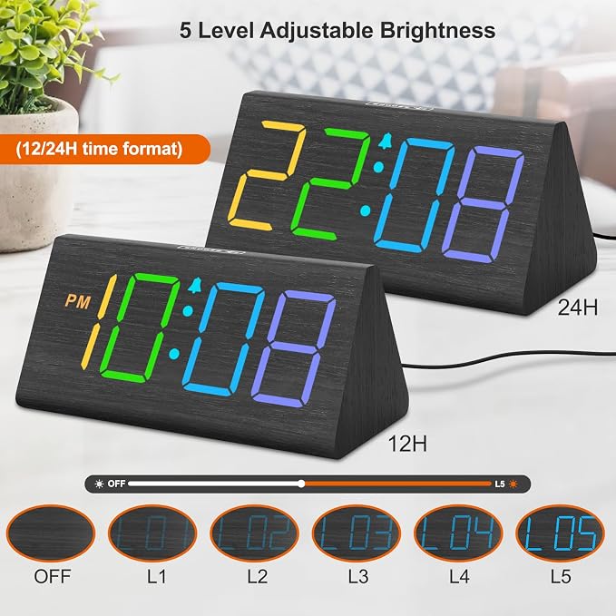 DreamSky Wooden Digital Alarm Clock - Image 4