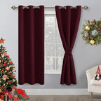 Blackout Curtains for Bedroom, 42 x 63 Inches Length, Burgundy | Thermal by Hiasan