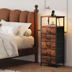 Somdot Tall Nightstand with Charging Station and LED Light - Image 2