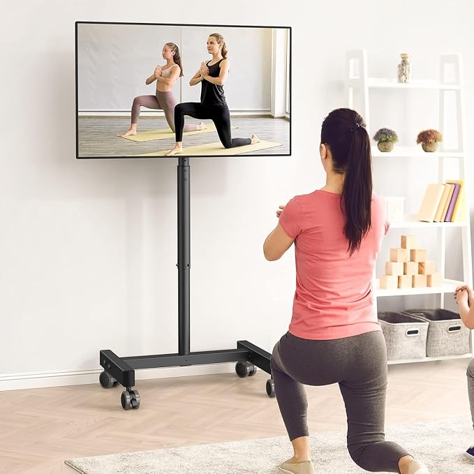 Perlegear Rolling TV Stand, Mobile TV Stand on Wheels - Image 7