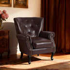 Modern Accent Chair, Mid-Century Faux Leather Armchair - Image 4