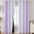 Lilac and Greyish White Ombre Blackout Curtains Living Room 84 Inches Long | by ESTELARTEXTILER