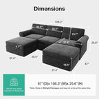 Novilla 108" Modular Sectional Sofa, Modular Sectional Couches - Image 2