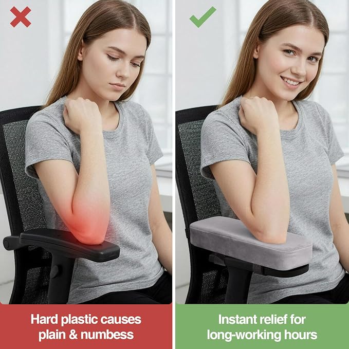 Smiry Ergonomic Office Chair Armrest Pads, Memory Foam Arm Rest Covers - Image 5