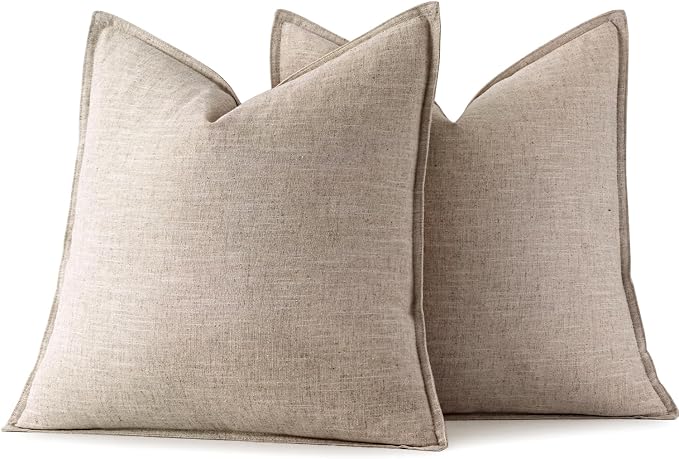 MIULEE Decorative Linen Pillow Covers 18x18 Inch Natural Linen | Boho - Image 7