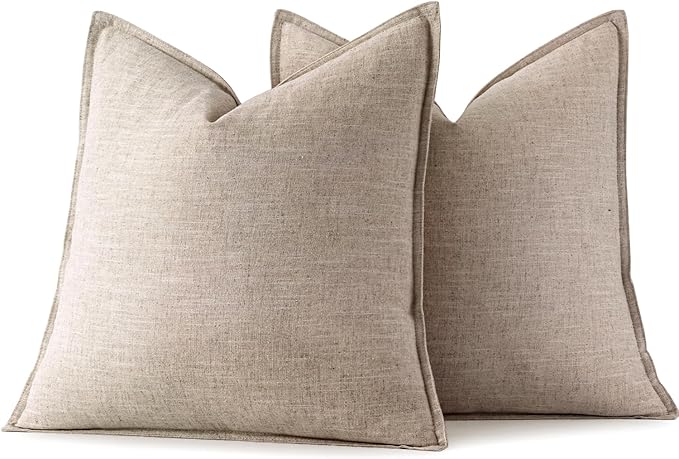 MIULEE Decorative Linen Pillow Covers 20x20 Inch Natural Linen | Boho - Image 7