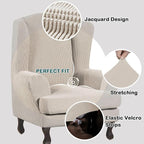 Turquoize Wingback Chair Covers 2 Piece Wing Chair Slipcover Stretch Slipcovers - Image 3