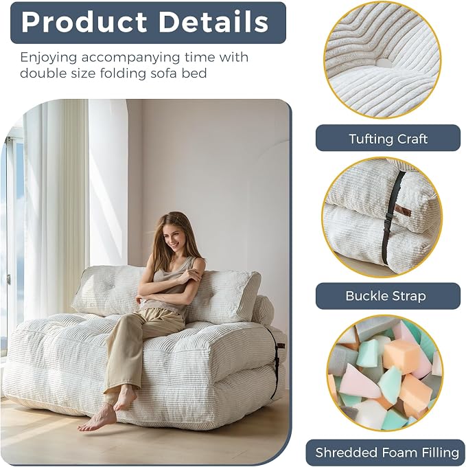 MAXYOYO Folding Sofa Bed, Convertible Sleeper Chair - Image 5
