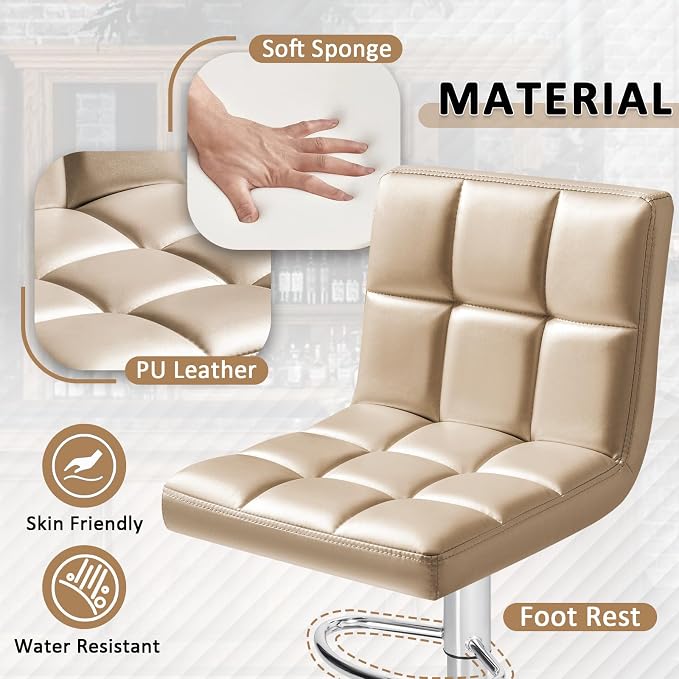Homall Bar Stools Modern PU Leather Adjustable Swivel Barstools, Armless - Image 4
