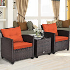 Tangkula 3 Pieces Patio Furniture Set, PE Rattan Wicker 3 Pcs Outdoor Sofa Set - Image 2