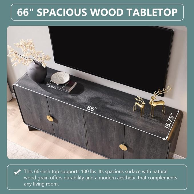 IFGET 70" Modern TV Stand for TVs Up to 80 inches, TV Console - Image 4