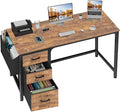 Lufeiya Computer Desk with Fabric File Drawers Cabinet, 55 Inch Reversible Home by LUFEIYA