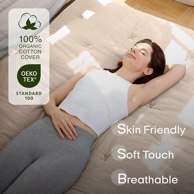 ZonLi Japanese Floor Futon Mattress Twin Size 75"x 39", 100% Cotton Cover 4'' - Image 3