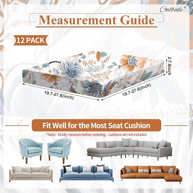 CALBODE 12Pcs High Elastic Digitally Printed Sofa Seat Cushion Cover - Image 2