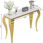 Henf 47" Marble Console Table Entryway Table Modern White Faux Marble Accent - Image 2