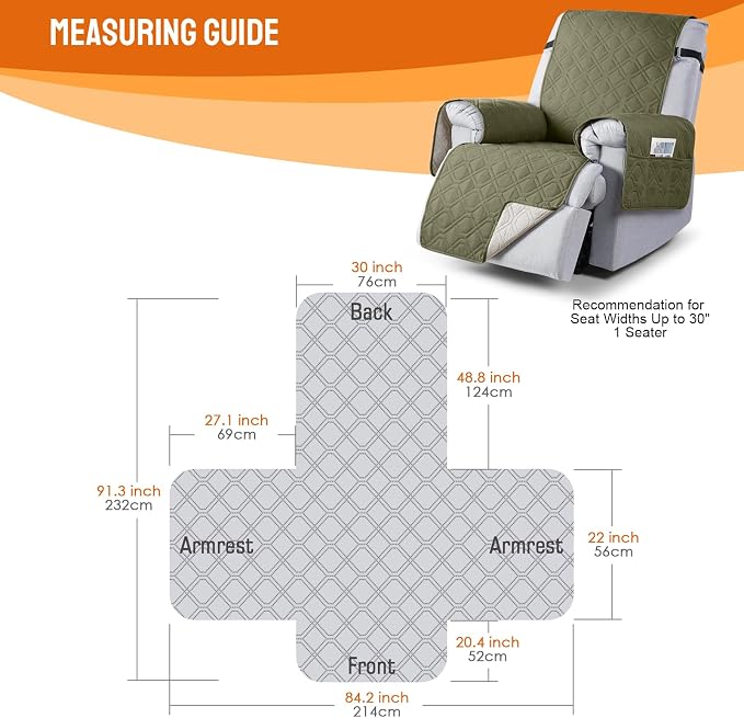 VANSOFY 100% Waterproof Recliner Chair Covers, Recliner Cover Non-Slip Dog - Image 2