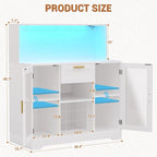 Unikito Wine Bar Cabinet with LED Light, Liquor Cabinet with Wine Rack and - Image 2