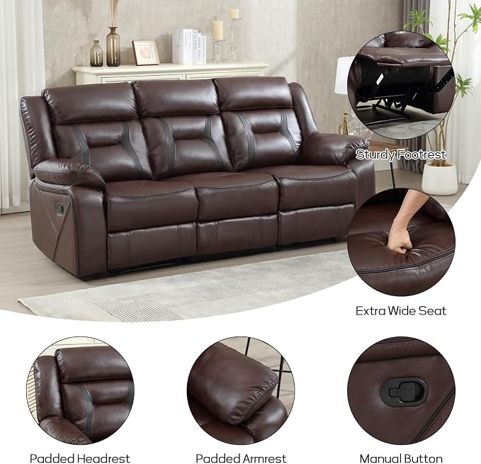 EBELLO Faux Leather Recliner Sofa Furniture Set - Image 6