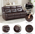 EBELLO Faux Leather Manual Reclining Sofa, 3 Seat Recliner Sofa Chair, Couch - Image 3