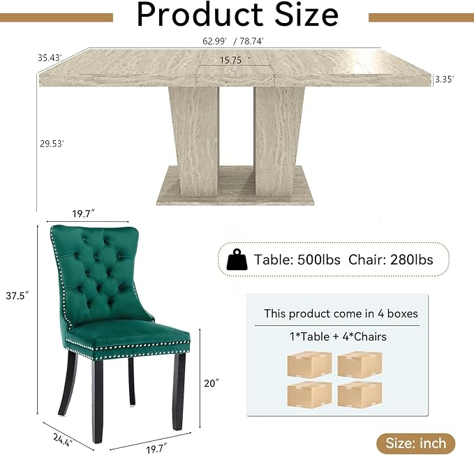 Henf 5 Pieces Extendable Dining Table Set - Image 3